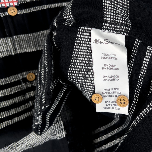 Ben Sherman Striped Polo Black Vacation Relaxed Tee Men's Medium NWT $99 - Picture 4 of 5